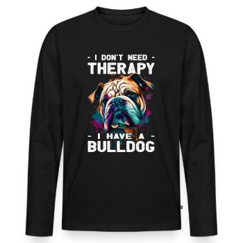 Bulldog - Amoureux des chiens - Propriétaires de chiens - T-shirt manches longues Premium bio Homme - noir - Devant - Nico (187cm)