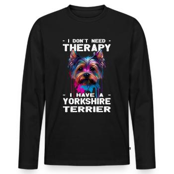 Yorkshire Terrier - Amoureux des chiens - Propriétaires de chiens - T-shirt manches longues Premium bio Homme - noir - Devant - Nico (187cm)
