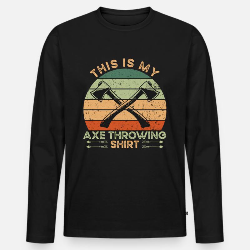 My Axe Throwing Shirt - Männer Premium Bio Langarmshirt - Schwarz