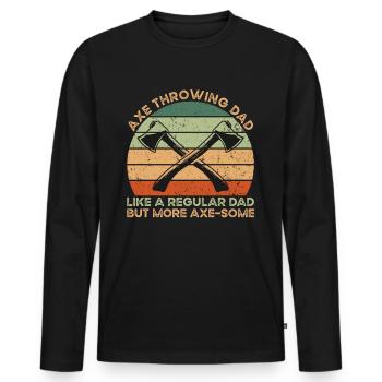 Axe Throwing Dad - Männer Premium Bio Langarmshirt - Schwarz - Vorne - Nico (187cm)