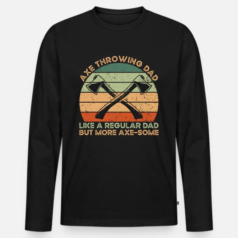 Axe Throwing Dad - Männer Premium Bio Langarmshirt - Schwarz