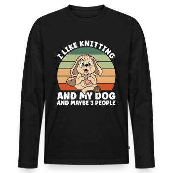 I Like Knitting - Männer Premium Bio Langarmshirt - Schwarz - Vorne - Nico (187cm)