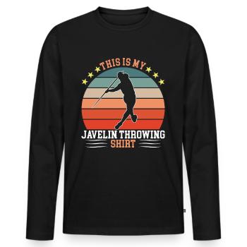 My Javelin Throwing Shirt - Men's Premium Organic Long Sleeve Shirt - black - Front - Nico (187cm)