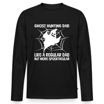 Papa chasseur de fantômes - T-shirt manches longues Premium bio Homme - noir - Devant - Nico (187cm)