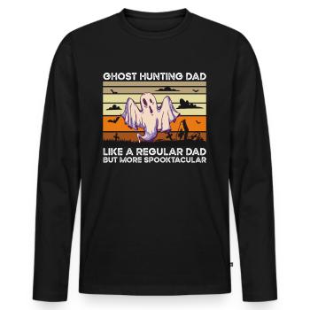 Papa chasseur de fantômes - T-shirt manches longues Premium bio Homme - noir - Devant - Nico (187cm)