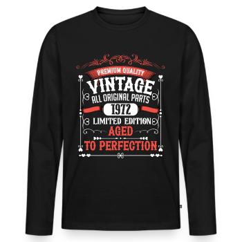 1972 Année de naissance Né Anniversaire Vintage - T-shirt manches longues Premium bio Homme - noir - Devant - Nico (187cm)