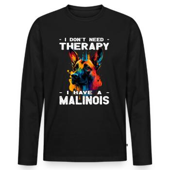 I have a Malinois - Hundeliebhaber - Hundebesitzer - Männer Premium Bio Langarmshirt - Schwarz - Vorne - Nico (187cm)