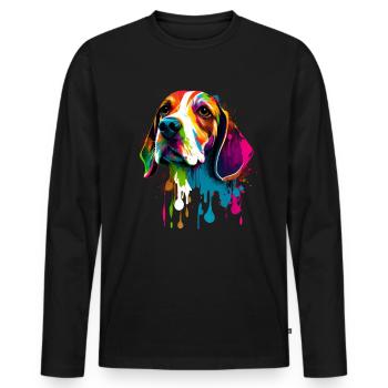 Beagle - Amoureux des chiens - Propriétaires de chiens - T-shirt manches longues Premium bio Homme - noir - Devant - Nico (187cm)