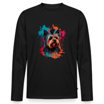 Yorkshire Terrier - Hundeliebhaber - Hundebesitzer - Männer Premium Bio Langarmshirt - Schwarz - Vorne - Nico (187cm)