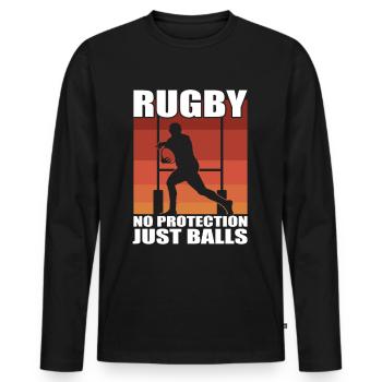 Rugby Pas de protections - T-shirt manches longues Premium bio Homme - noir - Devant - Nico (187cm)