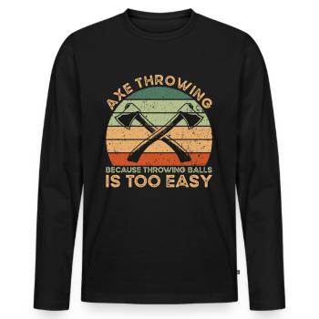 Axe Throwing Axtwurf - Männer Premium Bio Langarmshirt - Schwarz - Vorne - Nico (187cm)
