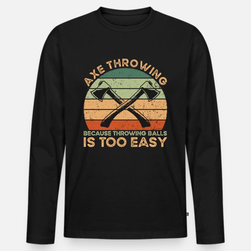 Axe Throwing Axtwurf - Männer Premium Bio Langarmshirt - Schwarz