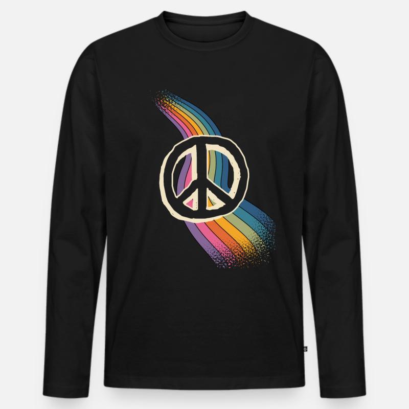 Peacezeichen Friedenszeichen - Männer Premium Bio Langarmshirt - Schwarz