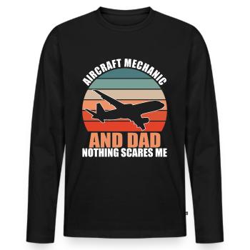 Technicien aéronautique et père de famille - T-shirt manches longues Premium bio Homme - noir - Devant - Nico (187cm)