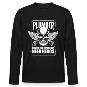Plumber Because Electricians - Männer Premium Bio Langarmshirt - Schwarz - Vorne - Nico (187cm)