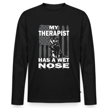 Golden Retriever - Amoureux des chiens - Propriétaires de chiens - T-shirt manches longues Premium bio Homme - noir - Devant - Nico (187cm)