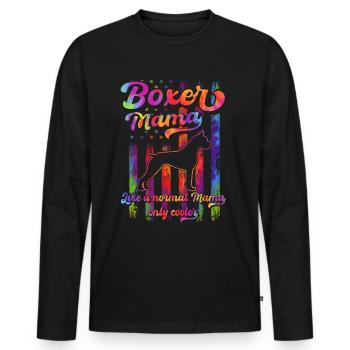 Boxer - Amoureux des chiens - Propriétaires de chiens - T-shirt manches longues Premium bio Homme - noir - Devant - Nico (187cm)