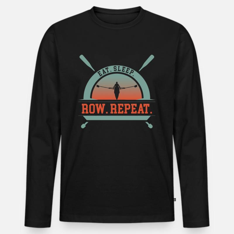 Eat Sleep Row Repeat - Männer Premium Bio Langarmshirt - Schwarz