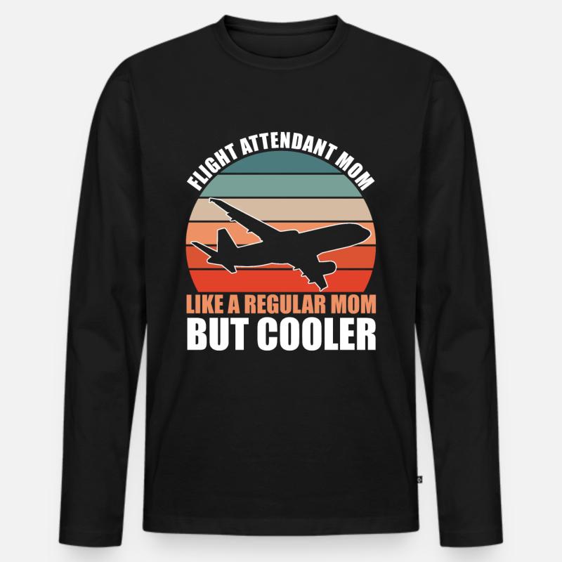 Flight Attendant Mom - Männer Premium Bio Langarmshirt - Schwarz