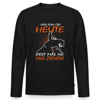 Mein Plan für heute Reining - Westernreiten - Männer Premium Bio Langarmshirt - Schwarz - Vorne - Nico (187cm)