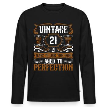 21st Birthday Vintage Retro - Men's Premium Organic Long Sleeve Shirt - black - Front - Nico (187cm)