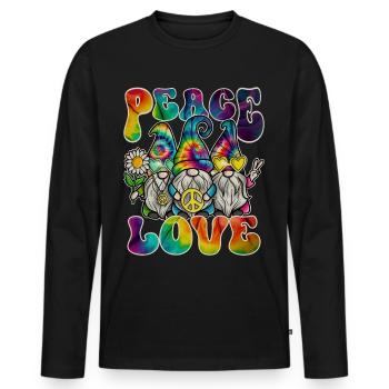 Hippie Gnomes Peace Tie Dye - Männer Premium Bio Langarmshirt - Schwarz - Vorne - Nico (187cm)