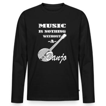 Banjo Guitar - Banjo Player - Men's Premium Organic Long Sleeve Shirt - black - Front - Nico (187cm)