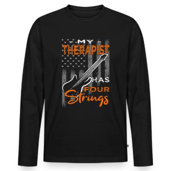 Bassspieler - Gitarre - Gitarrist - Männer Premium Bio Langarmshirt - Schwarz - Vorne - Nico (187cm)