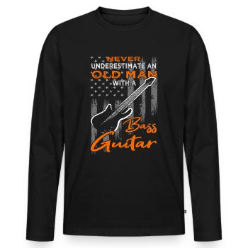 Bassspieler - Gitarre - Gitarrist - Männer Premium Bio Langarmshirt - Schwarz - Vorne - Nico (187cm)
