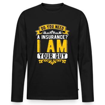 Insurance Agent, Insurance Agent, - Men's Premium Organic Long Sleeve Shirt - black - Front - Nico (187cm)