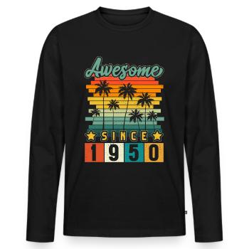 1950 Anniversaire Naissance Millésime - T-shirt manches longues Premium bio Homme - noir - Devant - Nico (187cm)