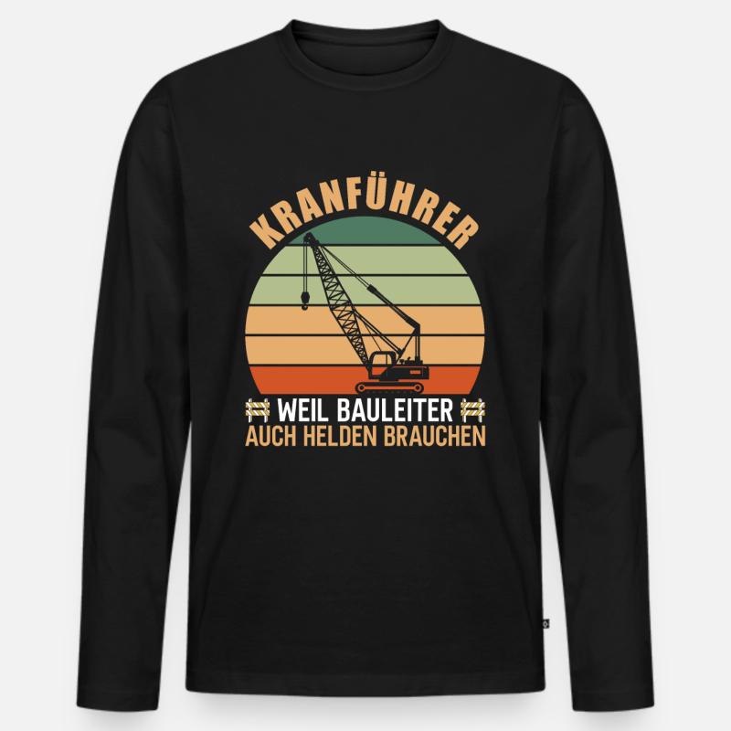 Kranführer Und Held - Männer Premium Bio Langarmshirt - Schwarz