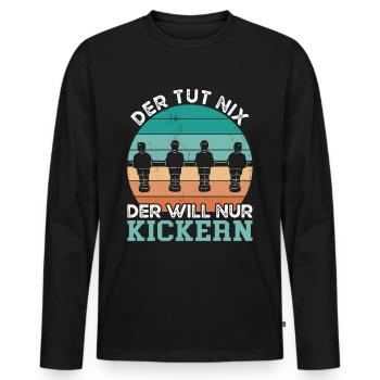 Der Will Nur Kickern - Männer Premium Bio Langarmshirt - Schwarz - Vorne - Nico (187cm)