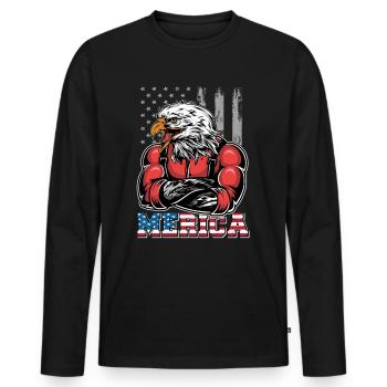 Merica | 4th of july - Männer Premium Bio Langarmshirt - Schwarz - Vorne - Nico (187cm)