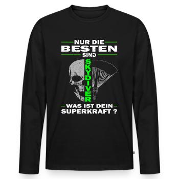 Nur die Besten sind Skydiver & Fallschirmspringer - Männer Premium Bio Langarmshirt - Schwarz - Vorne - Nico (187cm)