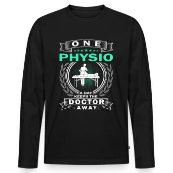 One Physio A Day - Physiotherapeut - Männer Premium Bio Langarmshirt - Schwarz - Vorne - Nico (187cm)