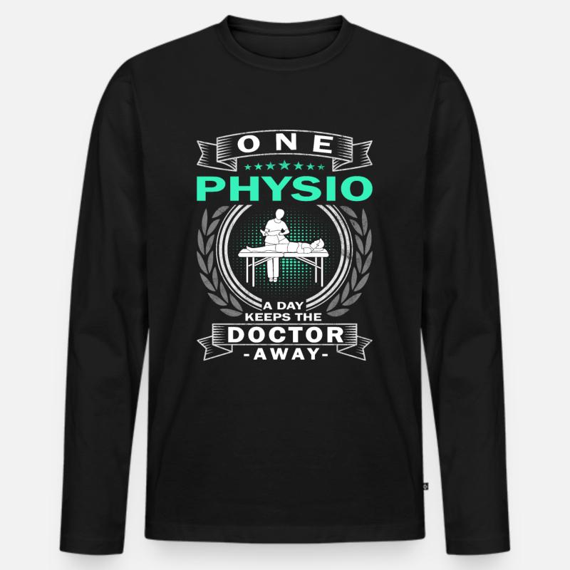 One Physio A Day - Physiotherapeut - Männer Premium Bio Langarmshirt - Schwarz