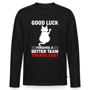 Good Luck | zum Abschied - Jobwechsel - Männer Premium Bio Langarmshirt - Schwarz - Vorne - Nico (187cm)