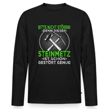 Steinmetz - Steinbearbeitung - Bildhauer - Männer Premium Bio Langarmshirt - Schwarz - Vorne - Nico (187cm)