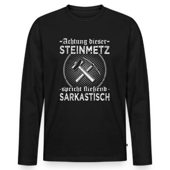 Steinmetz - Steinbearbeitung - Bildhauer - Männer Premium Bio Langarmshirt - Schwarz - Vorne - Nico (187cm)