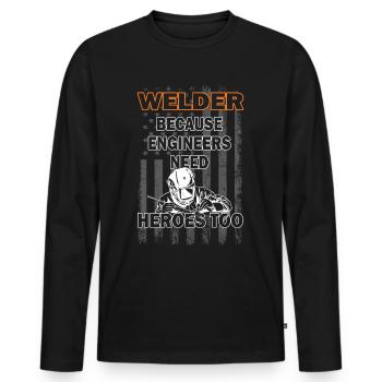 Soudeur - Slogan de soudage - Construction métallique - T-shirt manches longues Premium bio Homme - noir - Devant - Nico (187cm)