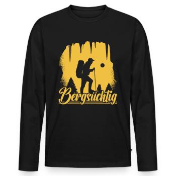 Hikers Addicted to the mountains - Men's Premium Organic Long Sleeve Shirt - black - Front - Nico (187cm)