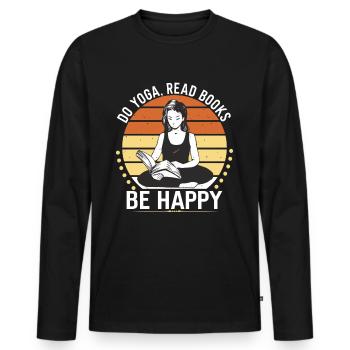 Faire du yoga Lire des livres - T-shirt manches longues Premium bio Homme - noir - Devant - Nico (187cm)