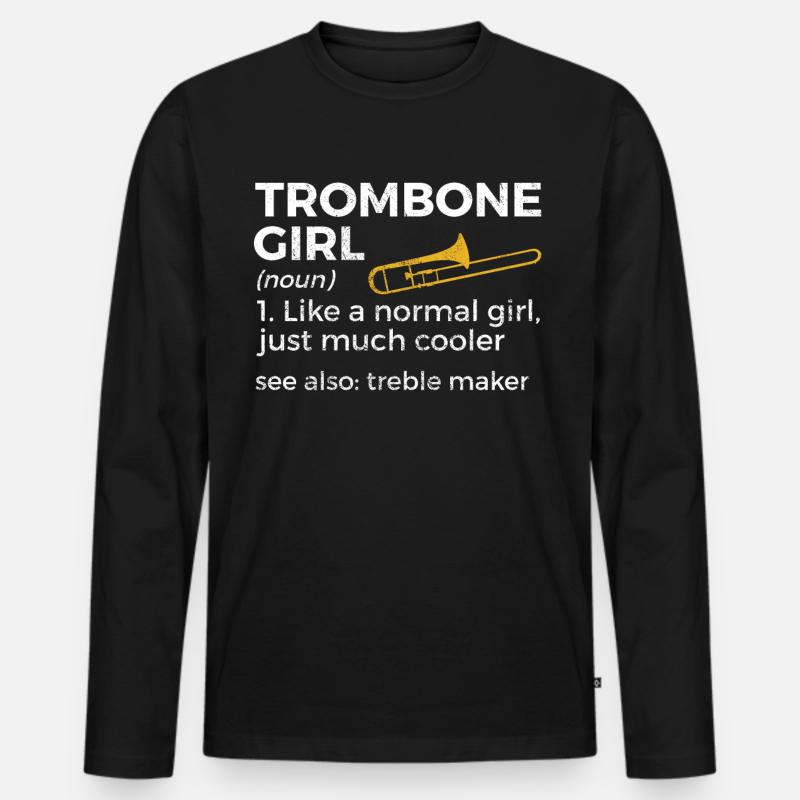 Posaune Musiker Blasmusik - Männer Premium Bio Langarmshirt - Schwarz
