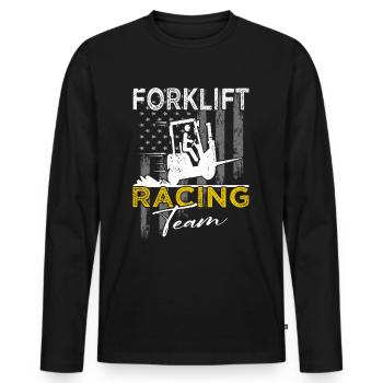 Forklift Racing Team - Forklift Driver - Men's Premium Organic Long Sleeve Shirt - black - Front - Nico (187cm)