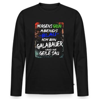 Galabauer Gartenbau Landschaftsgärtner - Männer Premium Bio Langarmshirt - Schwarz - Vorne - Nico (187cm)