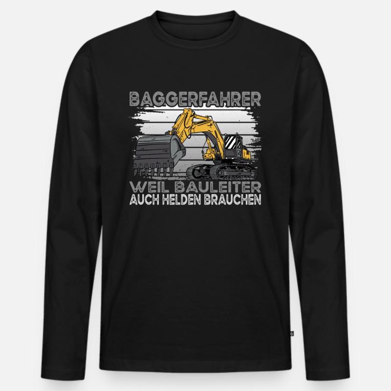 Baggerfahrer Und Held - Männer Premium Bio Langarmshirt - Schwarz