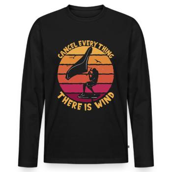 There Is Wind Foiling - Männer Premium Bio Langarmshirt - Schwarz - Vorne - Nico (187cm)