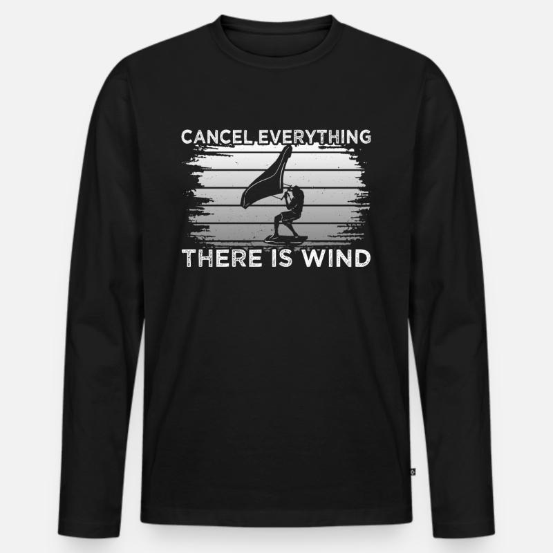 There Is Wind Foiling - Männer Premium Bio Langarmshirt - Schwarz