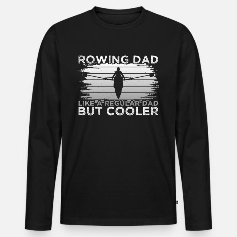 Rowing Dad - Männer Premium Bio Langarmshirt - Schwarz